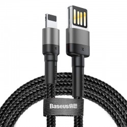 Кабел Baseus Cafule Lightning към USB 2.4A 1m CALKLF-GG1 - сиво-черен - Разклонители, Зарядни и Кабели