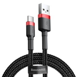 Кабел Baseus Cafule USB към Type-C 3A, 0.5 м CATKLF-A91 - черен - Разклонители, Зарядни и Кабели