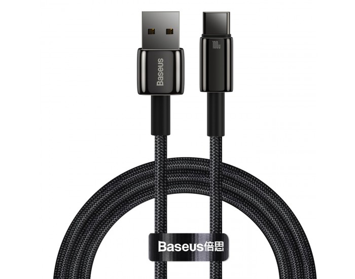 Кабел Baseus Tungsten Gold 100W USB-A към USB-C 2м CAWJ000101 - черен