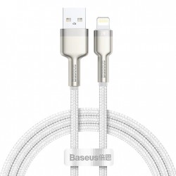 Кабел Baseus Cafule Metal Series USB-A към Lightning, 2м CALJK-B02 - бял - Разклонители, Зарядни и Кабели