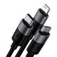 Кабел Baseus StarSpeed USB към M+L+C 3.5A Fast Charging 1.2м CAXS000001 - черен