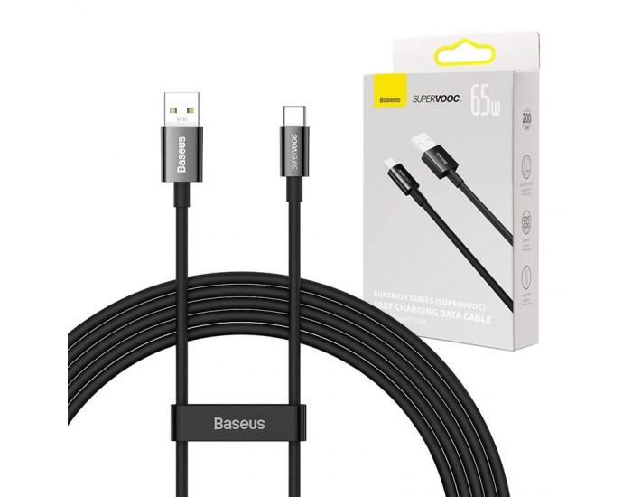 Кабел Baseus Superior Series USB към USB-C 65W 2м CAYS001001 - черен