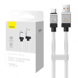 Кабел  Baseus CoolPlay USB към USB-C 100W 2м CAKW000702 - бял - Разклонители, Зарядни и Кабели