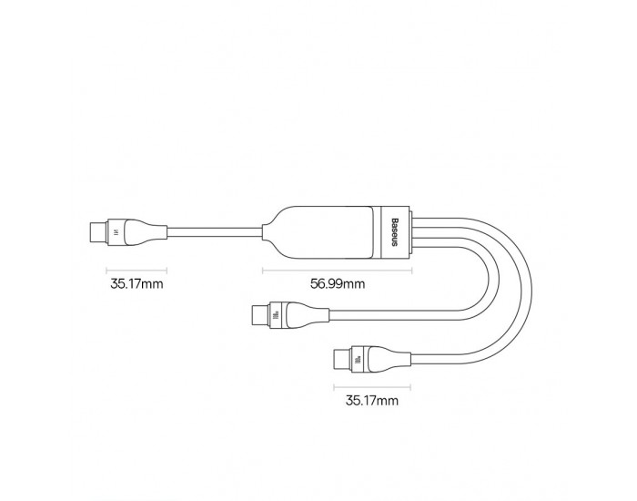 Кабел Baseus Flash Series Ⅱ Fast Charging 2 в 1 USB-C - 2xUSB-C 100W 1.5м CASS060001 - черен