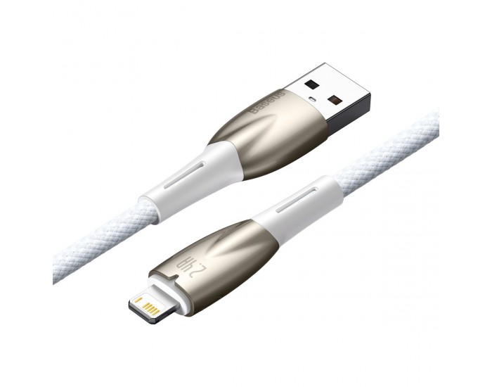 Кабел Baseus Glimmer Series USB-A - Lightning 480Mb/s 2.4A 2м CADH000302 - бял