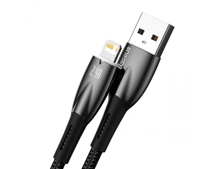 Кабел Baseus Glimmer Series USB-A - Lightning 480Mb/s 2.4A 2м CADH000301 - черен