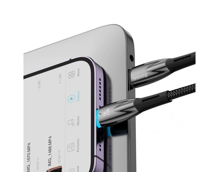 Кабел Baseus Glimmer fast charging USB-C към Lightning 20W 2м - черен