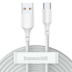 Кабел Baseus TZCATZJ-02 USB-A към USB-C за бързо зареждане 2 броя, 40W, 5A, 1.5м, бял - Baseus