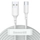 Кабел Baseus TZCATZJ-02 USB-A към USB-C за бързо зареждане 2 броя, 40W, 5A, 1.5м, бял