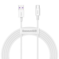 Кабел Baseus Superior CATYS-A02 USB-A към USB-C, 66W, 2м, бял - Baseus