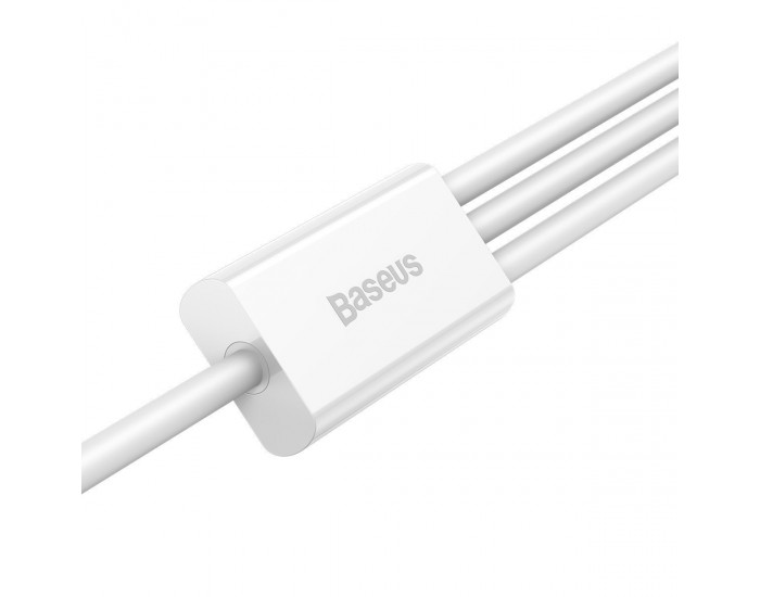 Кабел Baseus Superior 3 в 1 USB-А към Lightning, microUSB и USB-C, 1.5м, бял