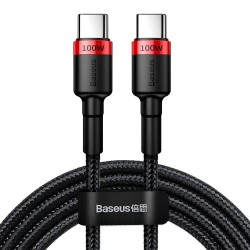 Кабел Baseus Cafule USB Type-C към Type-C Power Delivery 2.0, 100W, 20V, 5A, 2м, черен - Разклонители, Зарядни и Кабели