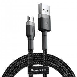 Кабел Baseus Cafule USB към microUSB, 1.5A, 2м, черен - Разклонители, Зарядни и Кабели