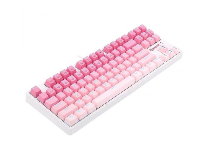 RGB гейминг клавиатура Redragon Cass K645W-GP-RGB_BR Brown Switch - бял/розов