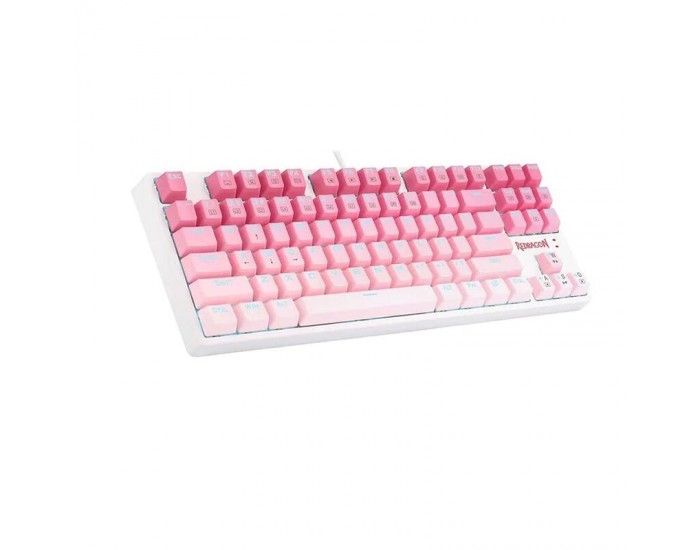 RGB гейминг клавиатура Redragon Cass K645W-GP-RGB_BR Brown Switch - бял/розов