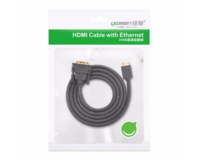 Кабел Ugreen DVI (мъжки) - HDMI (мъжки) FHD 60 Hz 1.5 m HD106 11150 - черен