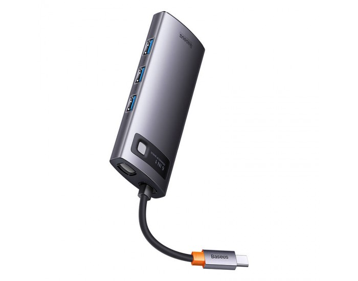 Хъб Baseus Metal Gleam Series 6в1 USB Type C към 3x USB 3.0 + HDMI + USB-C PD + VGA WKWG030013 - сив