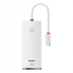 USB хъб Baseus WKQX030302 5 в 1 USB Type C - 4x USB 3.0 25см - бял - USB Хъбове, Четци и Флашки