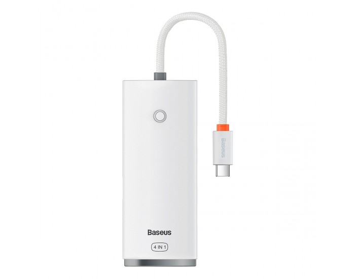 USB хъб Baseus WKQX030302 5 в 1 USB Type C - 4x USB 3.0 25см - бял