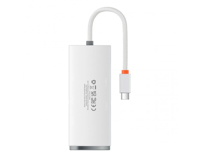 USB хъб Baseus WKQX030302 5 в 1 USB Type C - 4x USB 3.0 25см - бял