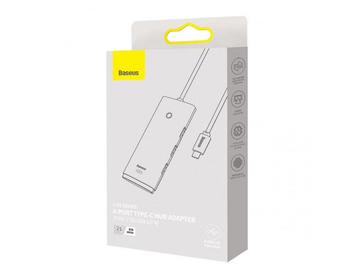 USB хъб Baseus WKQX030302 5 в 1 USB Type C - 4x USB 3.0 25см - бял