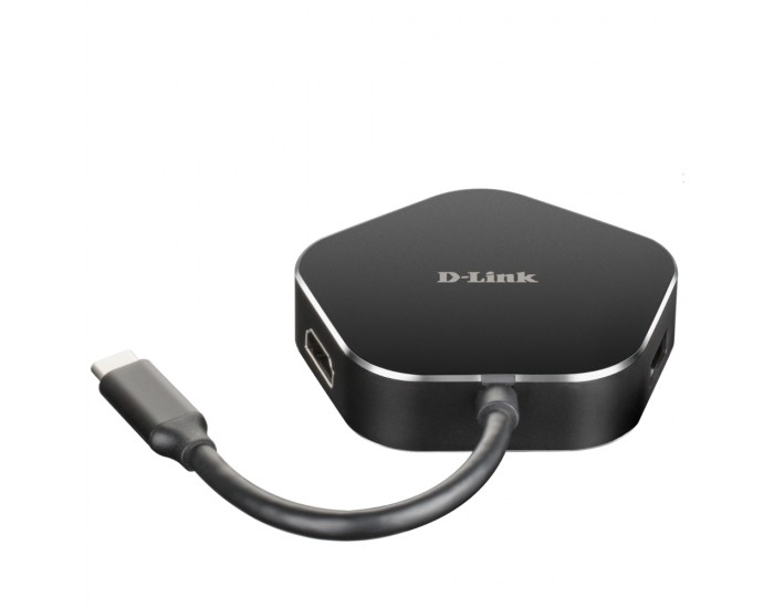 USB хъб D-Link DUB-M420 4-in-1 USB-C с HDMI и Power Delivery черен