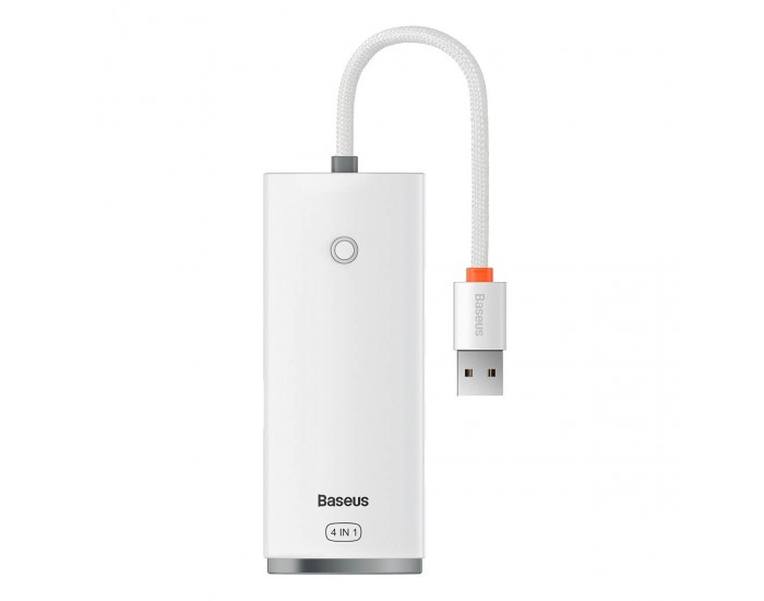 USB хъб Baseus WKQX030002 USB-A Lite Series 5в1, мултифункционален, 25см, бял