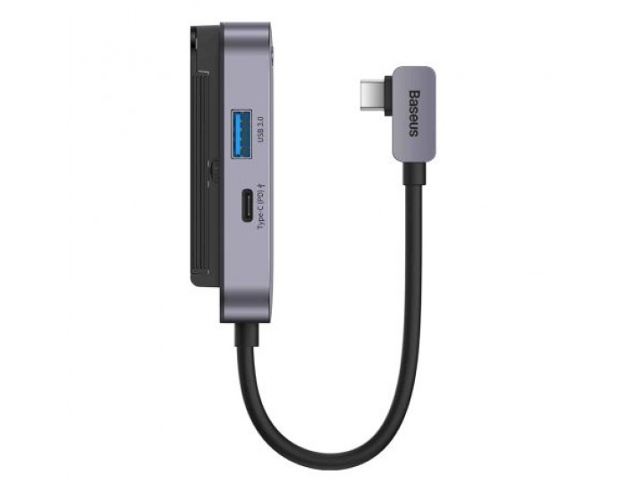 USB хъб Baseus PadJoy Series Hub 4 в 1 USB-C към USB 3.0 / HDMI / USB-C PD / Mini Jack 3,5 мм - сив