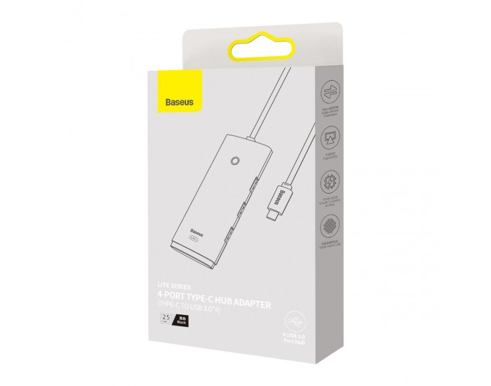 USB хъб Baseus WKQX030301 USB-C Lite Series 5в1, мултифункционален, 25см, черен