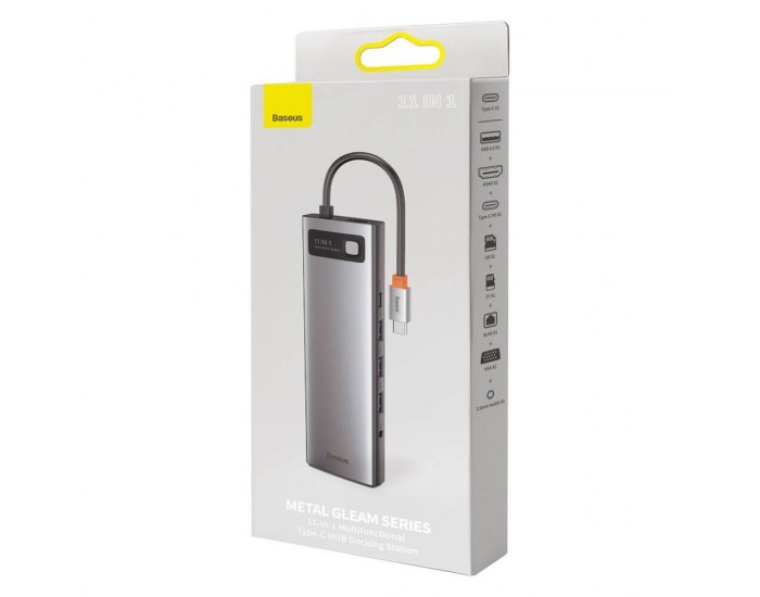 USB хъб Baseus Type-C 11 в 1 Metal Gleam Series CAHUB-CT0G тъмносив