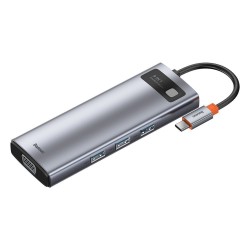 USB хъб Baseus Type-C 9 в 1 с USB Type-C PD/3x USB 3.2 Gen 1/RJ45 1 Gbps/VGA FHD 60 Hz/HDMI 4k 30 Hz/TF/SD - USB Хъбове, Четци и Флашки