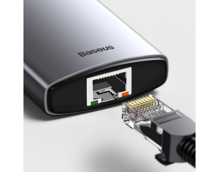 USB хъб Baseus Type-C 8 в 1 с USB Type-C PD/3x USB 3.2 Gen 1/RJ45 1 Gbps/HDMI 4K 30 Hz/SD/microSD