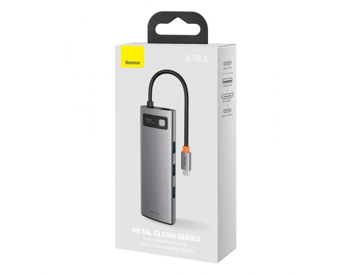 USB хъб Baseus Type-C 8 в 1 с USB Type-C PD/3x USB 3.2 Gen 1/RJ45 1 Gbps/HDMI 4K 30 Hz/SD/microSD