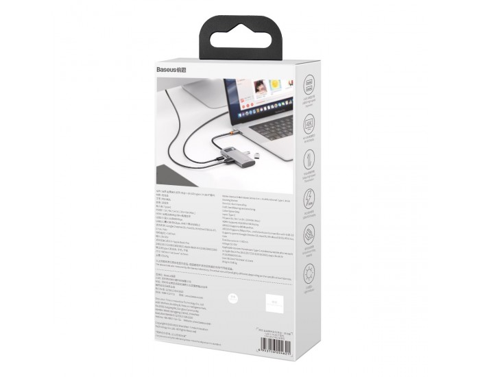 USB хъб Baseus Type-C 4 в 1 с 1х USB 3.0, 1х USB 2.0, 1х HDMI порта, черен