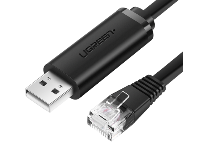 Мрежов кабел UGREEN CM204 USB - RJ45, конзолен 1.5м - черен