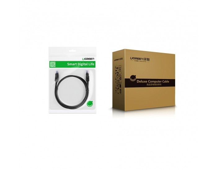 Мрежов кабел Ugreen 20161 Ethernet patchcord RJ45 Cat 6 UTP 1000Mbps 3м - черен