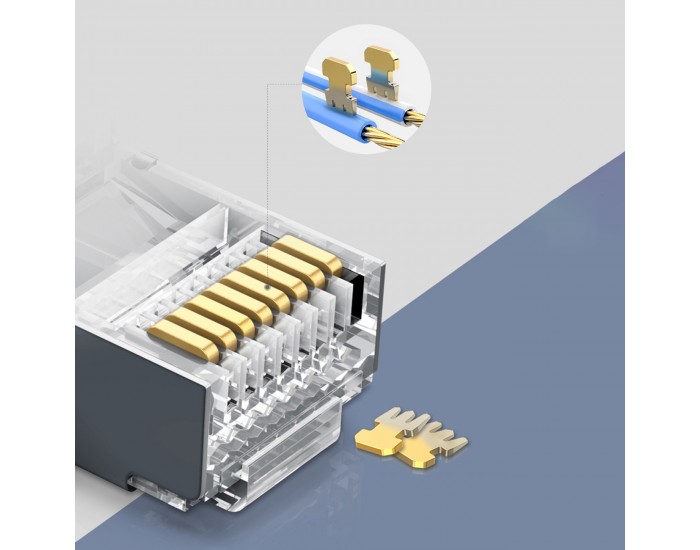 Кабелен накрайник Ugreen 10 броя в комплект RJ45 8P8C (UTP Cat. 6 / Cat. 5 / Cat. 5e) NW111 - сребрист