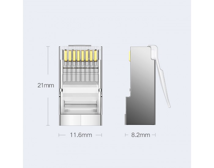 Кабелен накрайник Ugreen 10 броя в комплект RJ45 8P8C (UTP Cat. 6 / Cat. 5 / Cat. 5e) NW111 - сребрист
