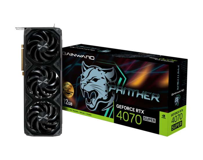 Gainward GeForce RTX 4070Ti SUPER Panther OC, 16GB 256 bit, 1x HDMI 2.1, 3x DP 1.4a, 3 Fan, 1x 16-pin power connector, recommended PSU 750W, NED47TSS19T2-1043Z