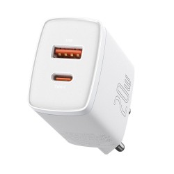 Зарядно устройство Baseus USB към USB Type C 20W 3A Quick Charge 3.0 CCXJ-B02 - бяло - Разклонители, Зарядни и Кабели