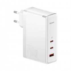 Зарядно устройство Baseus GaN5 Pro fast charger 2xUSB-C+USB 140W CCGP100202 - бял - Разклонители, Зарядни и Кабели