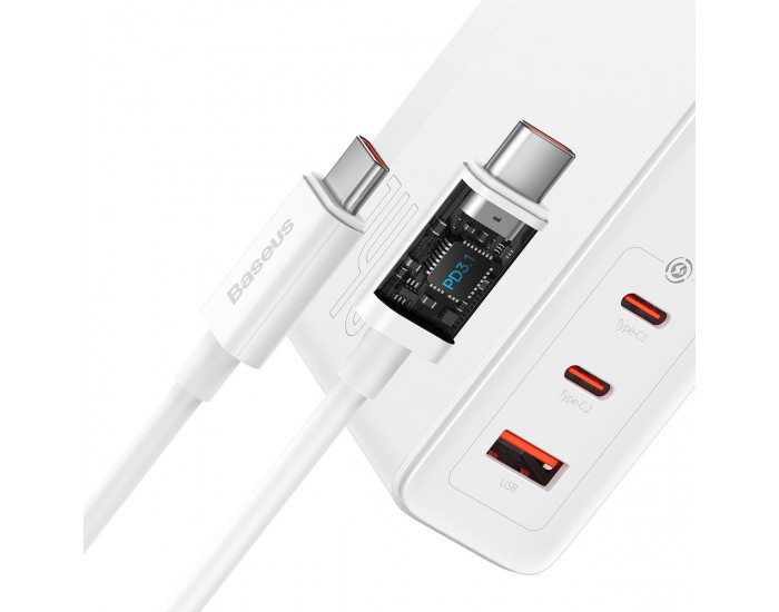 Зарядно устройство Baseus GaN5 Pro fast charger 2xUSB-C+USB 140W CCGP100202 - бял