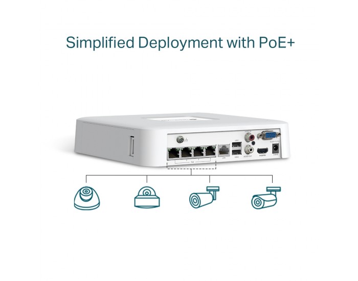 NVR TP-Link VIGI NVR1104H-4P PoE+ 4-канален