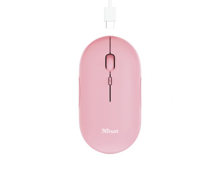 Мишка TRUST Puck Wireless & BT Rechargeable Mouse Pink