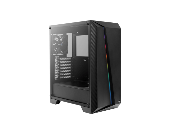 Кутия за настолен компютър Aerocool Cylon Pro RGB прозрачен панел от закалено стъкло CYLON-PRO-G-BK-V2 - черна