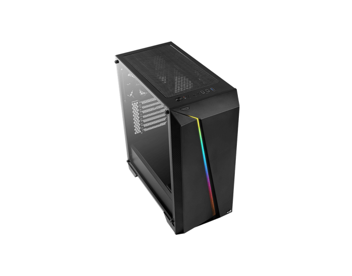 Кутия за настолен компютър Aerocool Cylon Pro RGB прозрачен панел от закалено стъкло CYLON-PRO-G-BK-V2 - черна