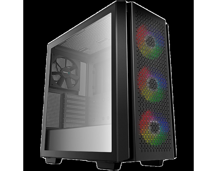 DeepCool CG560, Mid Tower, Mini-ITX/Micro-ATX/ATX/E-ATX, 2xUSB3.0, 1xAudio, 3x120mm Pre-Installed ARGB Fans + 1x140mm Black Fan, Tempered Glass, Mesh Panel, Black