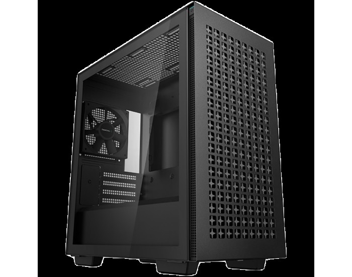 DeepCool CH370, Mid Tower, Mini-ITX/Micro-ATX, 2xUSB3.0, 1xAudio, 1x120mm Pre-Installed Black Fan, Tempered Glass, Mesh Panel, Black