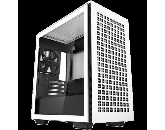 DeepCool CH370 WH, Mid Tower, Mini-ITX/Micro-ATX, 2xUSB3.0, 1xAudio, 1x120mm Pre-Installed Black Fan, Tempered Glass, Mesh Panel, White