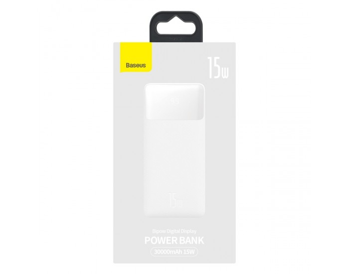 Външна батерия Baseus Bipow PPBD050202 30000mAh 15W бял + USB-A - Micro USB кабел 0.25m бял